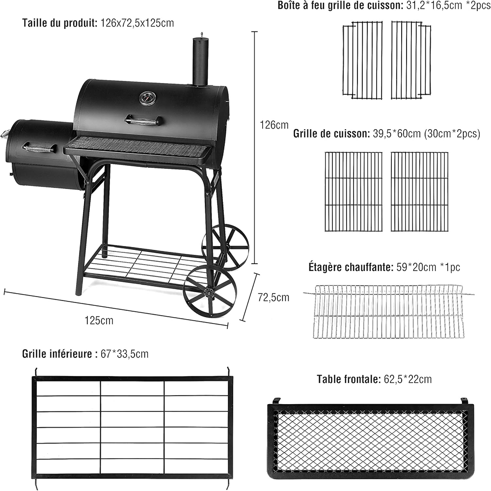 户外木炭二合一熏烤炉，烧烤架与BBQ烹饪设备